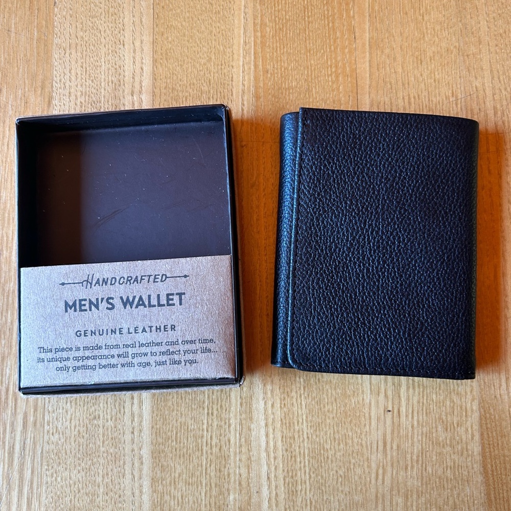 Handcrafted Black Leather Men's Tri Fold Wallet Embossed with " Is it Worth It "